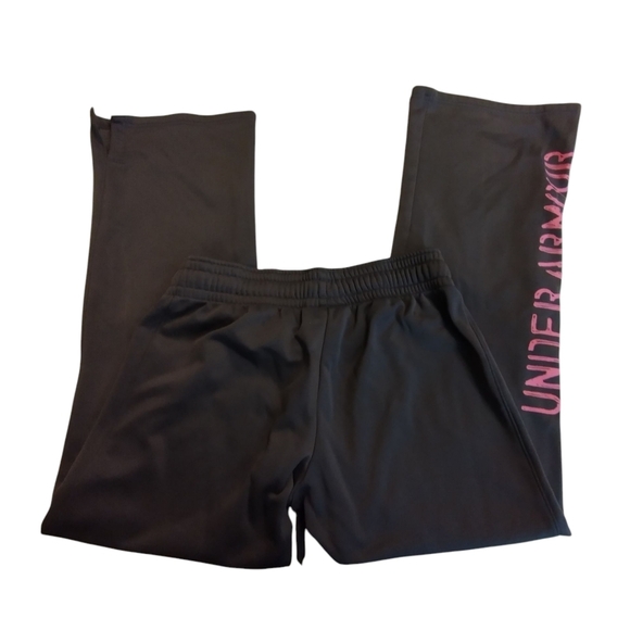 EUC Under Armour Gray Joggers with Pink Logo Sweatpants Fleece Lined SMALL - Picture 2 of 2